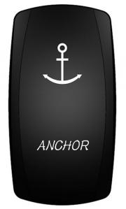 MARINE BOAT ANCHOR ROCKER SWITCH (ON)-OFF SPST 3-PIN 2 LED GREEN